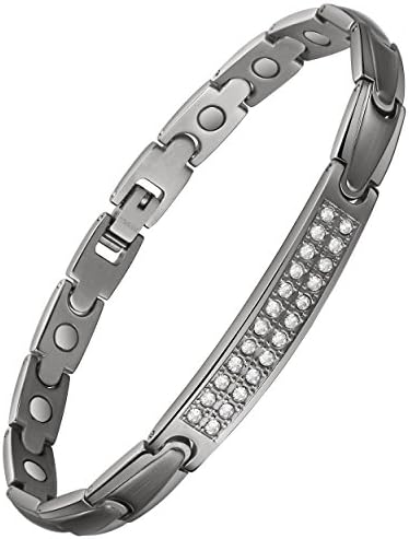 COFITNESS Womens Crystal Titanium Magnetic Therapy Bracelet with Healing Magnets Pain Relief for Arthritis ,3500 Gauss