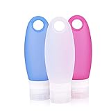 Kitdine Portable Soft Silicone Travel bottles Set (3.3 Ounce, Pink+Blue+White)