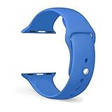 FanTEK Soft Silicone Sport Style Replacement iwatch Strap for Apple Wrist Watch 38mm Models - Small/Medium - Royal Blue