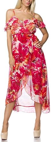 Angies Glamour Fashion Romantic Summer Dress with V-Neck Wrap M