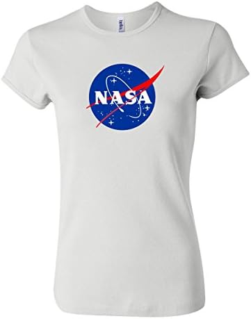 NASA Meatball Logo Ladies Shirt Space Shuttle Rocket Science Geek Women Rib Tee (X-Large, White)