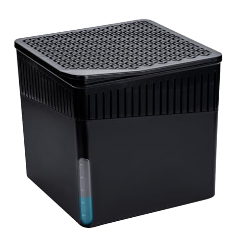 WENKO Déshumidificateur Cube 1000 g, pour pièces jusqu’à 80 m³, elimine l'humidité, anti moississure, sans électricité, silencieux, rechargeable, noir