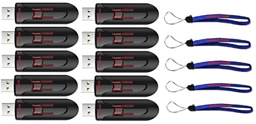 SanDisk 16GB Glide 3.0 CZ600 (10 Pack) 16GB USB Flash Drive Flash Drive Jump Drive Pen Drive High Performance - with (5) Everything But Stromboli (tm) Lanyard