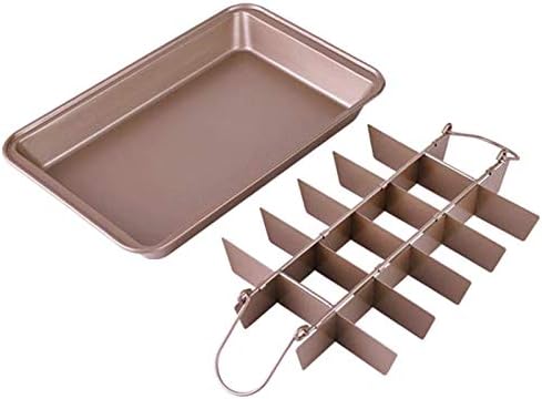 Vaorwne Non-Stick Brownie Pan with Dividers, Approved 18 Pre-Slice Brownie Baking Tray, Carbon Steel Bakeware for Oven Baking, Size 12 X 8 X 2 Inches, Dishwasher Safe