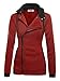 DJT Women's Oblique Zipper Slim Fit Hoodie Jacket Large Dark Red
