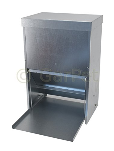 Hühner Geflügel Futterautomat mit Tritt Klappe Platte Futter Trog Spender Silo (Futterautomat 20 L)