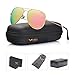 LUENX Aviator Sunglasses for Womens Mens Polarized Pink Mirrored lenses Gold Frame UV 400 Protection Classic Style