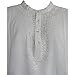 Men's Indian Yoga Mandarin Collar Gauze Cotton Embroidered Tunic Shirt Kurta (Large/XL, White)