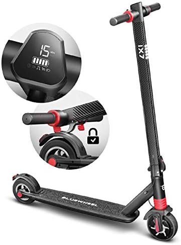 Market novelty 2019! Electric scooter IX7 from Bluewheel + LCD display, futuristic design city scooter only 9.2 kg, folding electric scooter with front suspension, Li-Ion battery, adults & children