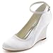 ElegantPark Women Wedges Closed Toe Pumps Satin Wedding Bridal Shoes