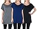 Free to Live Women's 3 Pack Long Kimono Sleeve Loose-fit Oversized Tunics