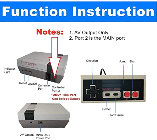 Classic Mini NES Retro Video Game Console with Preloaded 620 Games with 2 Controllers, AV Output 8-bit Video Game Entertainment System for Valentine, Kids, Adult Gift