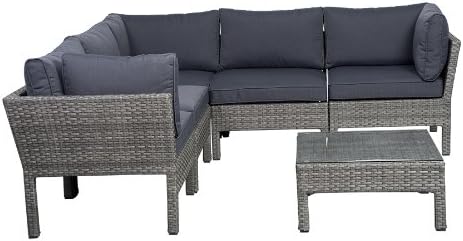 Atlantic 6-Piece Infinity Wicker Seating Set with Grey Cushions