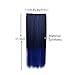 Stepupgirl Hair Extension 23 Inch Black to Dark Blue Ombre Color Straight Full Head Synthetic Clip in Wig Hairpiece