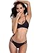 SHEKINI Womens Bikini Padded Cutout Strappy Halter Swimsuits Two Piece Bathing Suits (Small/(US 4-6), Manhattan Black)
