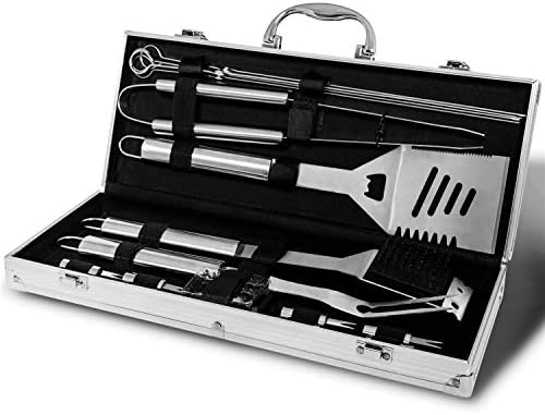 Monbix Professional BBQ Accessories Tool Set,Stainless Steel Grill Accessories Set,BBQ Accessories Barbecue Grill Set - 18 Pcs with Case