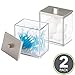 mDesign Plastic Rectangle Apothecary Canister - Organizer for Bathroom Vanity Countertop Shelf Decor - Holds Cotton Swabs, Soap, Makeup, Bath Salts - Lumiere Collection - 2 Pack - Clear/Brushed Chrome