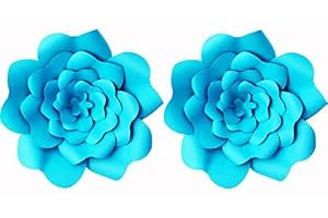 LG-FREE 8inch 2pcs Paper Flower Decroations 3D Paper Flower DIY Handcrafted Flowers Wedding Party Backdrop Flowers Wall Backdrop Flower for Birthday Table Baby Shower Home Decor (8inch, Peacock Blue)