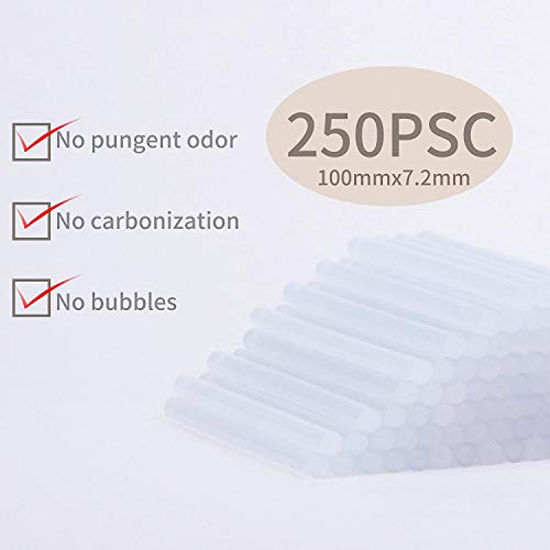 KeLDE 250 Piece Hot Glue Stick Kit, 7.2x100mm 4" and 0.27 Inch Diameter Compatible with Most Small Glue Guns for Crafting