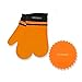 Detachable Silicone Oven Mitt - Oven Mitts with Quilted Cotton Lining -1 Pair of Professional Heat Resistant Potholder Gloves - Washable - Orange