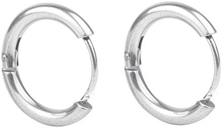 1Pair Surgical Steel Mens Womens Hoop Earrings Huggie Ear Piercings 12mm