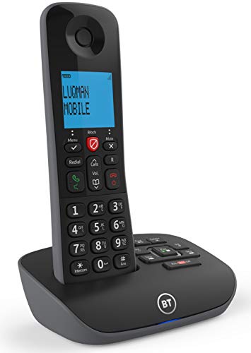 BT Essential schnurloses Festnetztelefon mit Blockierung von lästigen Anrufen und Anrufbeantworter, Einzelhörerpaket, Schwarz
