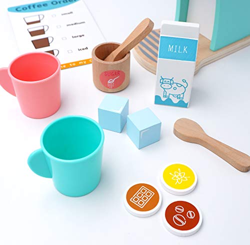 Tiny Land Kinderküche Brew & Serve Kaffeemaschinen-Set aus Holz - Spielen Sie Küchenzubehör, ermutigen Sie… – Bild 8
