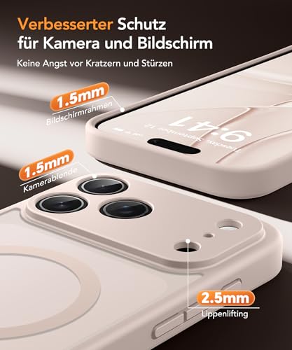 GOLBINBOX Magnetic Case for iPhone 17 Pro with Privacy Screen [Compatible with MagSafe] [Shockproof and Durable & Magnetic Force] [Camera Protection] Semi-Transparent Matte iPhone 17 Pro Mobile Phone Case, Rose Gold