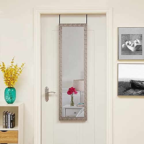 Silver Mosaic Frame Hanging Door Mirror Dressing Make Up Full Length