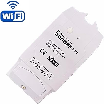 Wireless switch ,HEANTTV sonoff 2ch wifi remote timer switch for Lamp / electric fan / appliance, diy smart home switch Via iphone Android (Dual Channel)