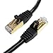 Tera Grand - Premium CAT7 Double Shielded 10 Gigabit 600MHz Ethernet Patch Cable for Modem Router LAN Network, Gold Plated Shielded RJ45 Connectors, 50 ft Black