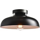DIRYZON 12-Inch Industrial Ceiling Light Fixture,Black Bedroom Ceiling Light,Metal Ceiling Lighting for Hallway Kitchen
