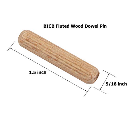 BICB Fluted Wood Dowel Pin, 5/16" x 1.5"- 75 Pieces