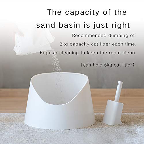 Pidan High Side Cat Litter Box With Shield And Scoop, Open Top Rimmed Litter Pan, Waterproof
