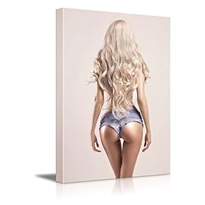 Canvas Prints Wall Art - Beautiful Blonde Model with Sexy Boyshorts - 12" x 18"