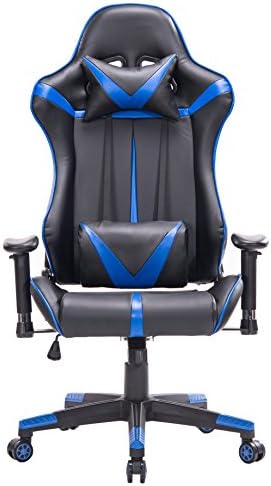 Killbee Ergonomic Swivel Gaming Chair Large Size PVC Leather Executive Office Chair with Headrest and Lumbar Support (Blue)