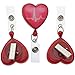 Specialist ID - 3 Pack - Heart Shaped EKG Badge Reels - Retractable Cardiac Badge Reel with Alligator Swivel Card Clip for Nurses, Cardiology and More (Red)