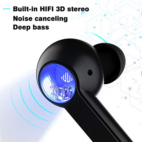 SPRITREE Bluetooth Earbuds TWS Stereo Wireless Earbuds with Charging Case Bluetooth 5.0 Earbuds with Noise Cancellation Mic, Touch Control, 40Hours Playback for iPhone and Android