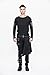 Devil Fashion Men Trouers with Kilt Holes Gothic Detachable Slim Casual Pants (L) Black