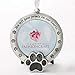 FASHIONCRAFT Pet Memorial Ornament Departed Paw Prints You Left Paw Prints On Our Hearts Round Metal Photo Frame Velvet Easel Back & Gift Box Table Top Remembrance Pewter Finish Dog, Cat - Pack of 1