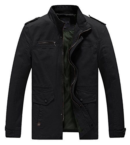 Lega Men's Casual Thick Jacket Cotton Stand Collar Windbreaker