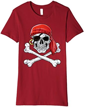 Womens Jolly Roger Skull & Crossbones T-shirt Pirate Flag Shirts XL Cranberry