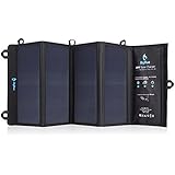 BigBlue 5V 28W Foldable Outdoor Solar Powered Charger With SunPower Solar Panels 3 USB Ports for iPhone iPad Samsung Galaxy LG Cellphones Devices