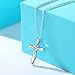 Cross Necklace for Women Girl, Rhodium Plated Three Cubic Zirconia Stone Cross Pendant Necklace Christian Religious Jewelry, 18