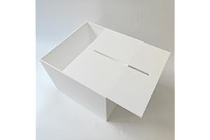 HABP GLOBAL White Acrylic Card Box w/Slot, Thick DIY Wedding Box Blank No Print, Large 10x10x7 in, for Reception Decoration F