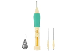 WALFRONT Punch Needle Embroidery Set Embroidery Needle Punch with 3 Sizes Needle Pen Kit Tool for DIY Craft for DIY Threaders Sewing Knitting for Mother(Yellow + Green)