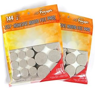 Heavy Duty Round Self Adhesive Felt Furniture Pads (144 pcs) for Surface Protection by AllTough-Two Pack (2)