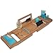- THIS ONE HAS A MIRROR - Our Luxury Bamboo Bathtub Tray / Bathtub Caddy with MIRROR also comes with Extending Non Slip Sides, Wine Glass Holder, 2 Removable Storage Shelves & Much More