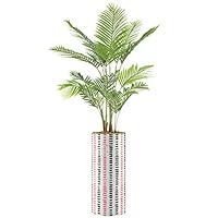 SIGNWIN Areca Palm Tree with Red & Black Alternating Brushstroke Line Vase Geometric Rocky Minimalism Zen Dramatic Multicolor Dark for Living Room, Bedroom, Office - X-Large 5 Feet (60