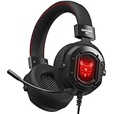 ONIKUMA K3 Stereo Gaming Headset for Xbox One, PC, PS4 Over-Ear Headphones with Noise Canceling Mic, Soft Breathing Earmuffs, LED Light, Mute&amp;Volume Control for Mac Laptop Tablet Smatphone